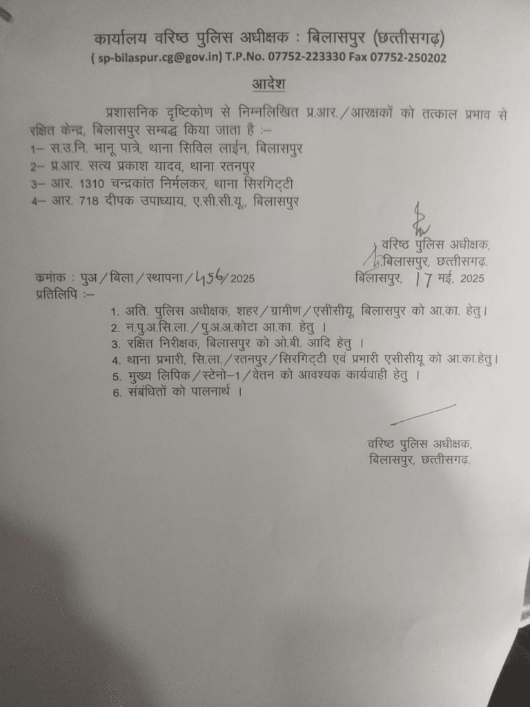 राजपत्रिका : SI-ASI और हेड कांस्टेबल समेत 34 पुलिसकर्मियों का हुआ तबादला, 4 को किया लाइन अटैच.. KSHITITECH