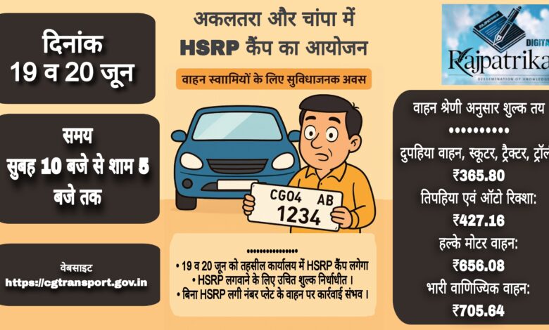 राजपत्रिका : HSRP कैंप का सुव्यवस्थित आयोजन, वाहन मालिकों के लिए सुनहरा मौका KSHITITECH