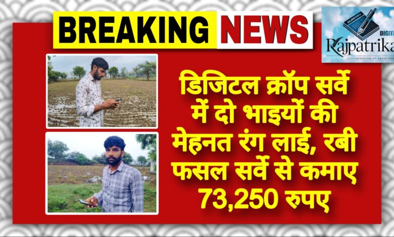 राजपत्रिका : डिजिटल क्रॉप सर्वे में दो भाइयों की मेहनत रंग लाई, रबी फसल सर्वे से कमाए 73,250 रुपए KSHITITECH