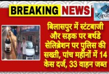 राजपत्रिका : बिलासपुर में स्टंटबाजी और सड़क पर बर्थडे सेलिब्रेशन पर पुलिस की सख्ती, पांच महीनों में 14 केस दर्ज, 33 वाहन जब्त KSHITITECH