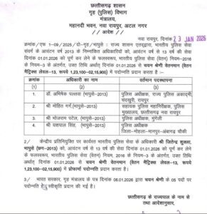 राजपत्रिका : छत्तीसगढ़ पुलिस महकमे में बड़ा फेरबदल, IPS अधिकारियों की पदोन्नति को लेकर गृह विभाग का अहम आदेश जारी, देखें पूरी लिस्ट KSHITITECH