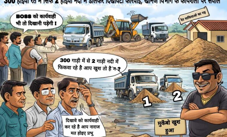राजपत्रिका : 300 हाइवा रेत से 2 हाइवा नदी में डलवा कर बटोर रहे वाहवाही, रेत माफियाओं को खनिज विभाग का संरक्षण KSHITITECH